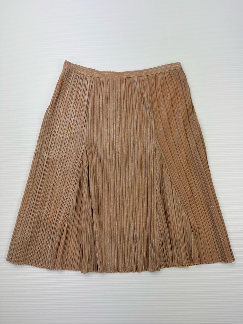 Anthropologie Maeve Ambra Rose Gold Metallic Pleated Midi Skirt Small - Picture 5 of 9